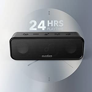 Soundcore Anker 3 Portable Bluetooth Speaker - Wireless, IPX7 Waterproof, 24H Playtime, Pure Titanium Diaphragm Drivers, PartyCast, BassUp, Custom EQ App - for Home, Outdoor, and Beach