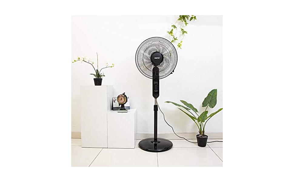 Geepas Stand Fan With Remote Control, Black - Gf9489